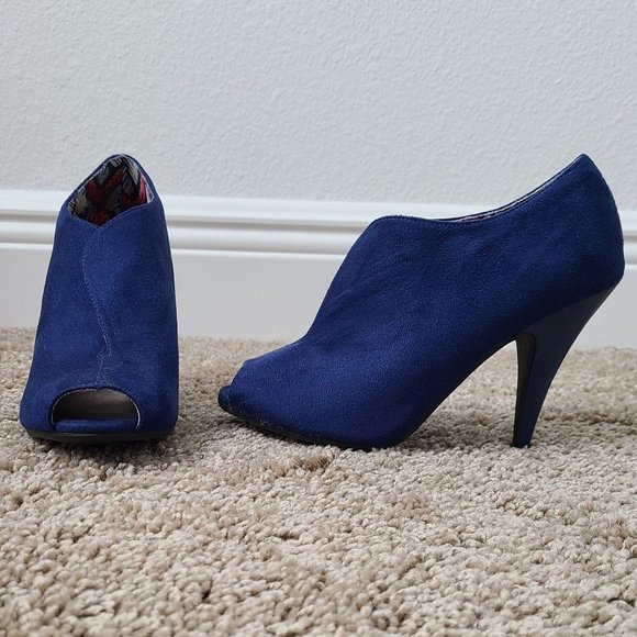 Blue Faux Suede Bootie 5 - Picture 7 of 7